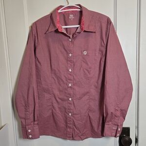 George Strait For Her XL Wrangler Pink Blue Red Button-Down Western Rodeo Shirt